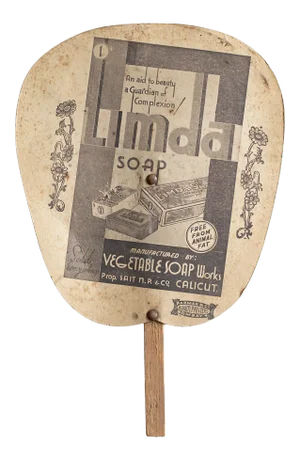 1930s Indian Handfan, Sun Brand Umbrellas, Linda Soap, Hand Fan (Bombay)