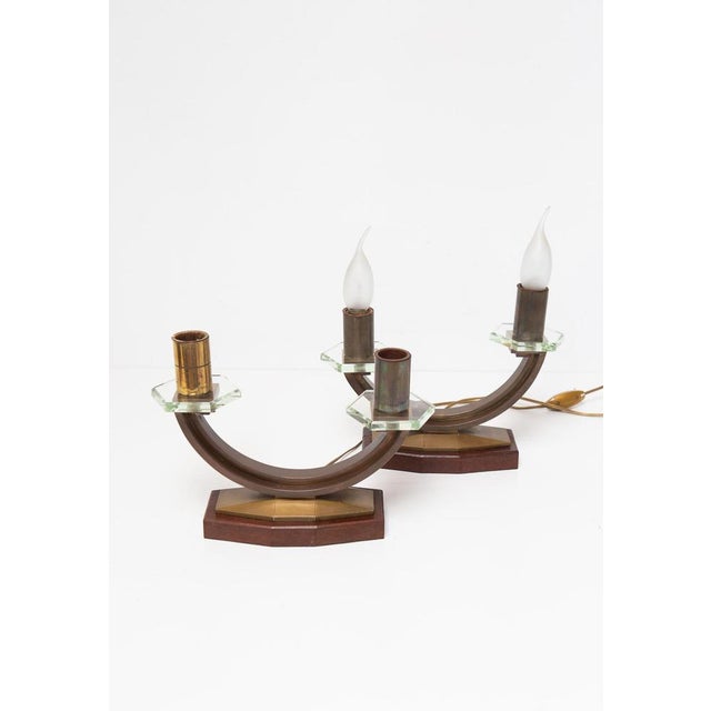 Brown French Art Deco Table Lamps, 1940, Set of 2 For Sale - Image 8 of 10