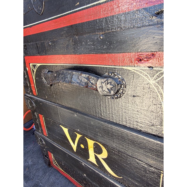 Antique Trunk With Later Painted Details For Sale - Image 14 of 17