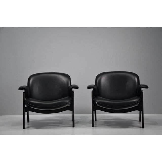 Wood Vintage Chairs in Wood and Leather by Ico Parisi for Mim Roma, 1960s, Set of 2 For Sale - Image 7 of 18