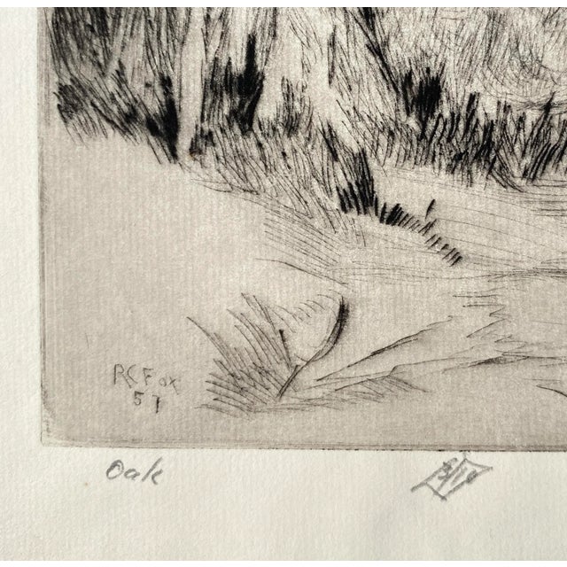 1957 Roy Fox Oak Landscape Drypoint For Sale - Image 4 of 5