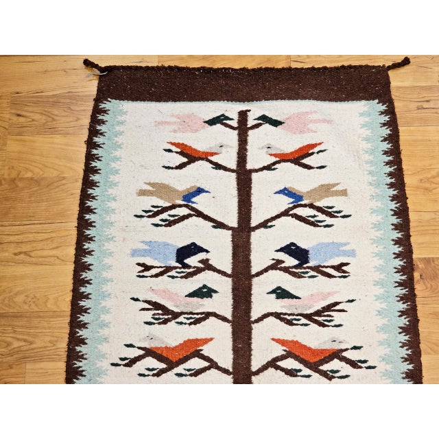 Vintage Native American Navajo Rug, Handwoven Wool, Tree of Life Pattern, 2x3 For Sale In Chicago - Image 6 of 13