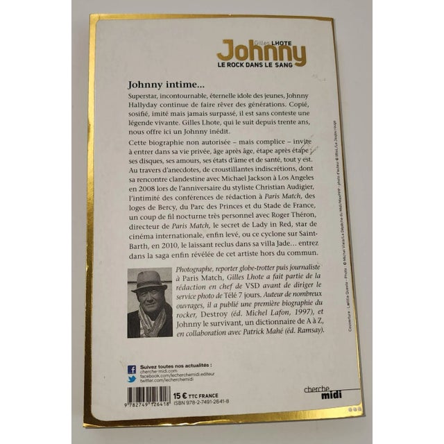 Johnny Halliday Rock in the Blood French Edition Signed by Gilles Lhote For Sale - Image 4 of 7