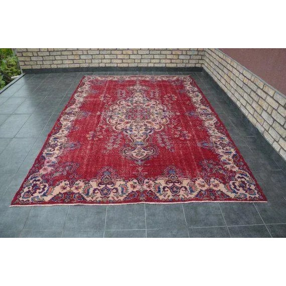 1960s Vintage Turkish Rug - 7′1″ × 10′4″ For Sale - Image 10 of 10