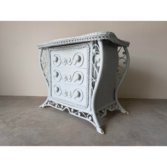 Hollywood Regency Vintage Palm Beach Woven Wicker Chest of Drawers For Sale - Image 3 of 12