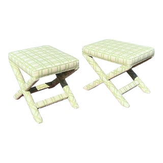 Vintage Billy Baldwin Style X Benches - a Pair For Sale