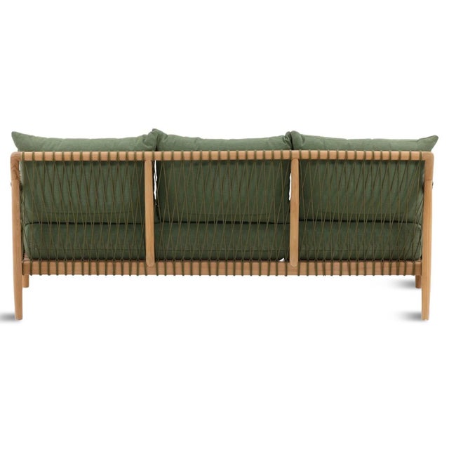 Outdoor Teak & Fern Green Sofa For Sale - Image 10 of 13