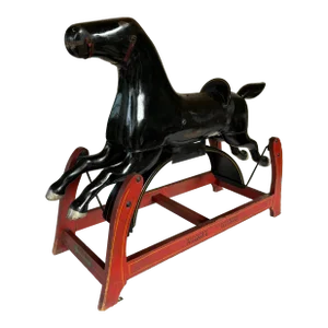 Steel Glider Horse Circa 1930 Corcoran Manufacturing Company Black Beauty Green Arrow Line Very Rare