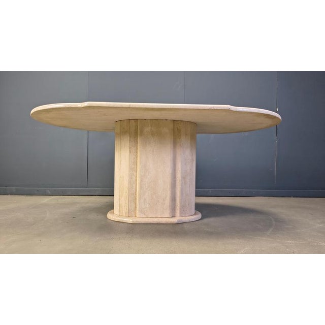 Stone Vintage Oval Travertine Dining Table, 1970s For Sale - Image 7 of 11