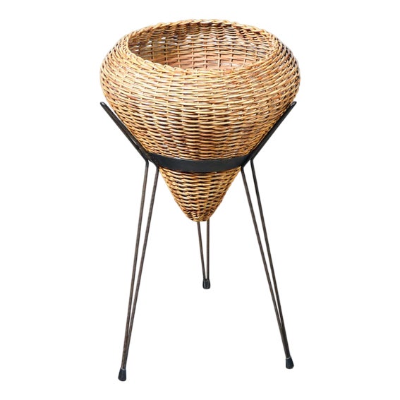 Italian Rattan Planter, 1950s For Sale