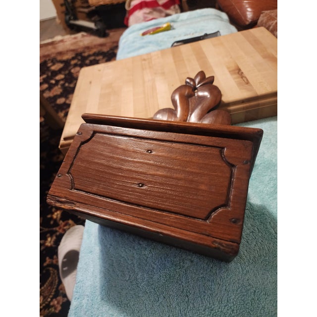 Vintage Carved Wood Primitive Salt Box For Sale - Image 9 of 14