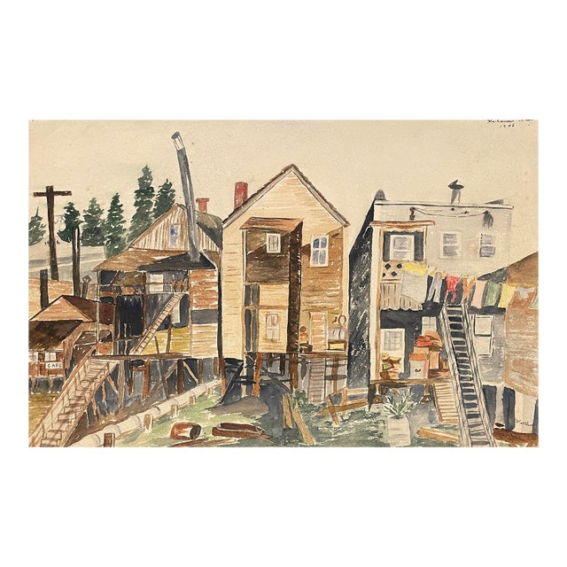 1948 Kalama Wasington Painting by Matthews For Sale