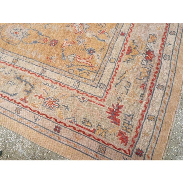 Early 20th Century Galerie Shabab Collection Early 20th Century Turkish Oushak Room Size Carpet For Sale - Image 5 of 6