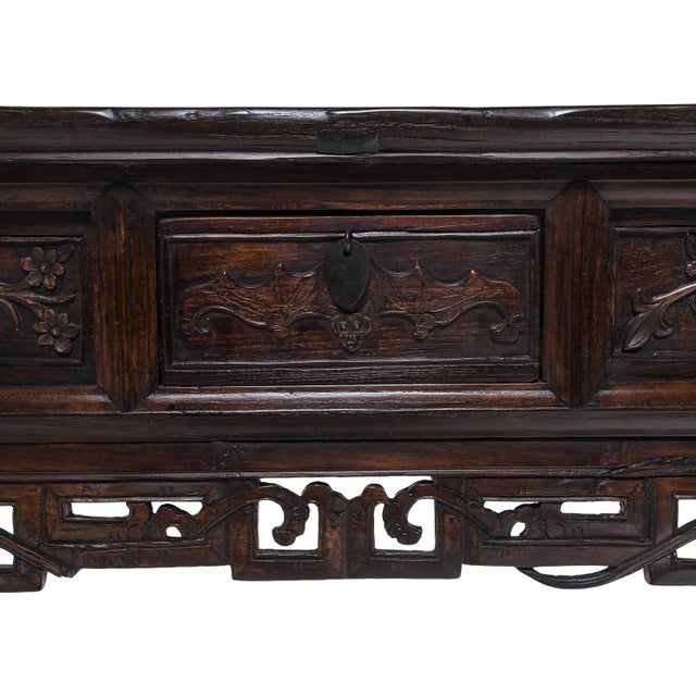 Wood Antique Chinese Four Flowers Altar Table, 19th Century For Sale - Image 7 of 7