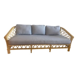 1986 Ficks Reed Distressed Bamboo Couch For Sale