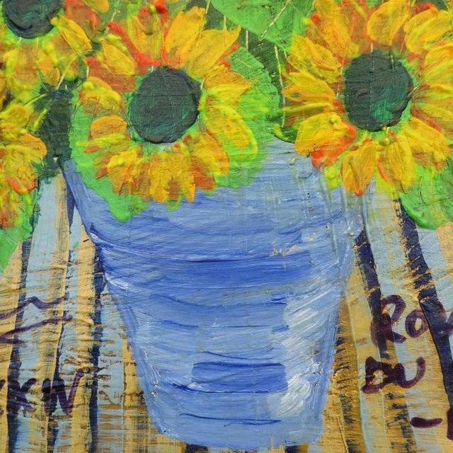 Royston du Maurier-Lebek, Yellow Daisies, Oil Painting on Canvas, Framed For Sale - Image 12 of 15