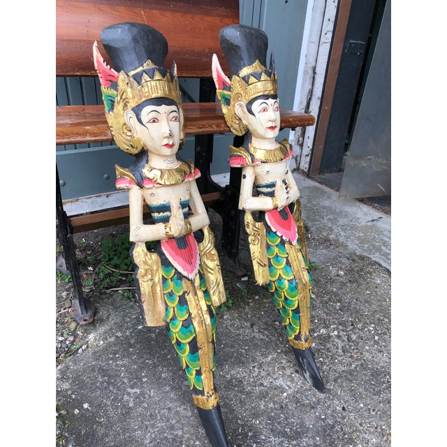 Set of two antique Balinese wooden Garuda figures Beautifully hand-carved and painted pair of mythical figures from Bali...