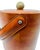 Vintage Georges Briard Ice Bucket | Burnt Orange Cinnamon Faux Leather Vinyl Signed MCM Bar Decor | Wooden Knob Lid For Sale - Image 9 of 14