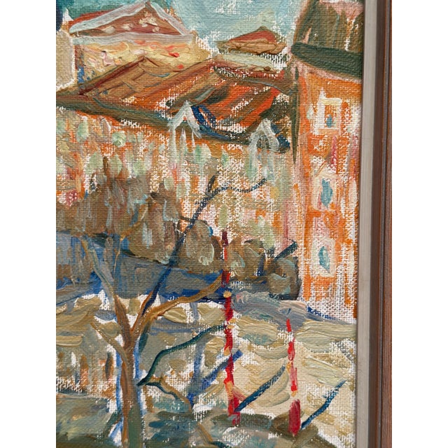 Rune Person, City Scene, 1950s, Oil Painting on Canvas, Framed For Sale - Image 9 of 18