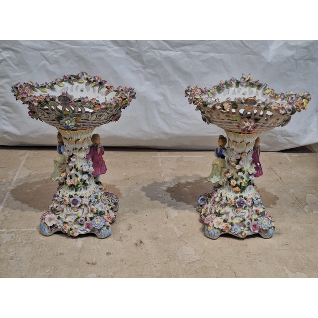 Pairs of Antique Style Porcelain Compotes/Center Piece For Sale - Image 9 of 9