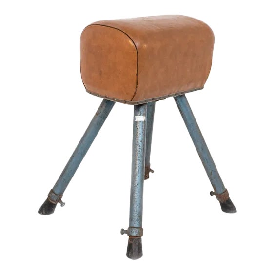 Brown Leather and Varnished Iron Italian Exercise Horse For Sale