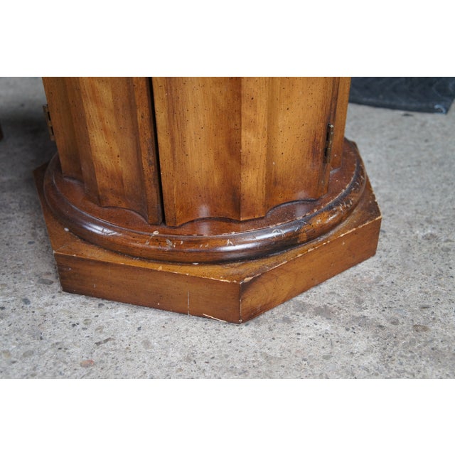 2 Mid Century Modern American of Chicago Neoclassical Pedestal Tables Cabinets For Sale - Image 9 of 10