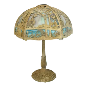 Antique Miller Lamp Co. Slag Glass Table Lamp