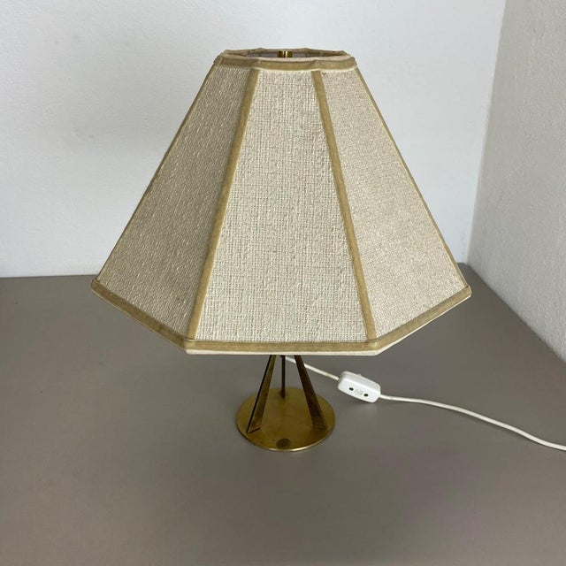 Austrian Tripod Brass Table Light in the style of Kalmar, 1960s For Sale - Image 4 of 17