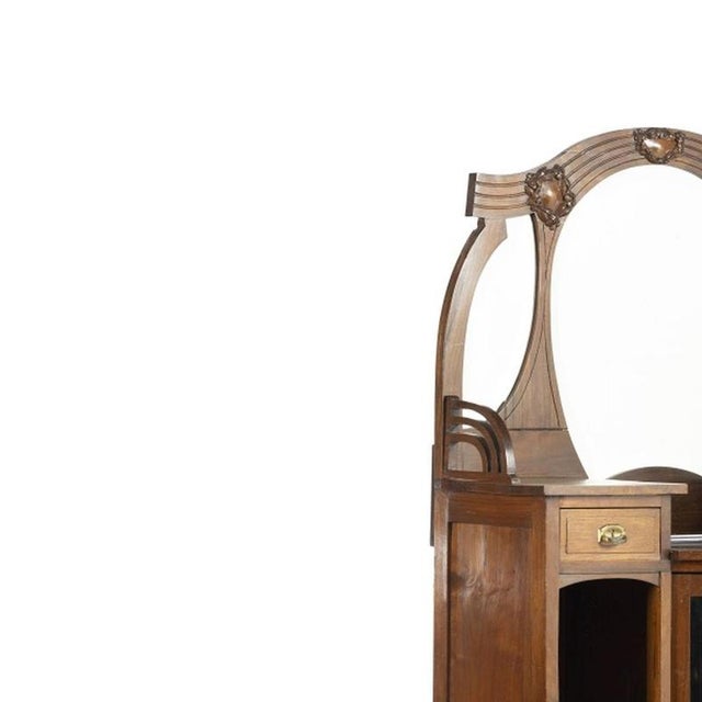 Furniture - Art Nouveau Cabinet. 20th-century Portuguese piece, made of mahogany wood, with beveled mirrors, two drawers...