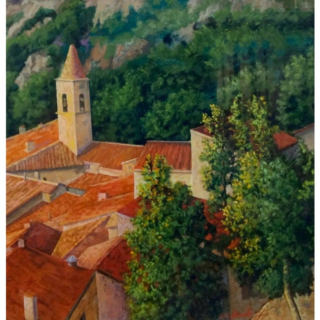 "Mountain Town" Pastel by Claude Chevalley For Sale - Image 4 of 5