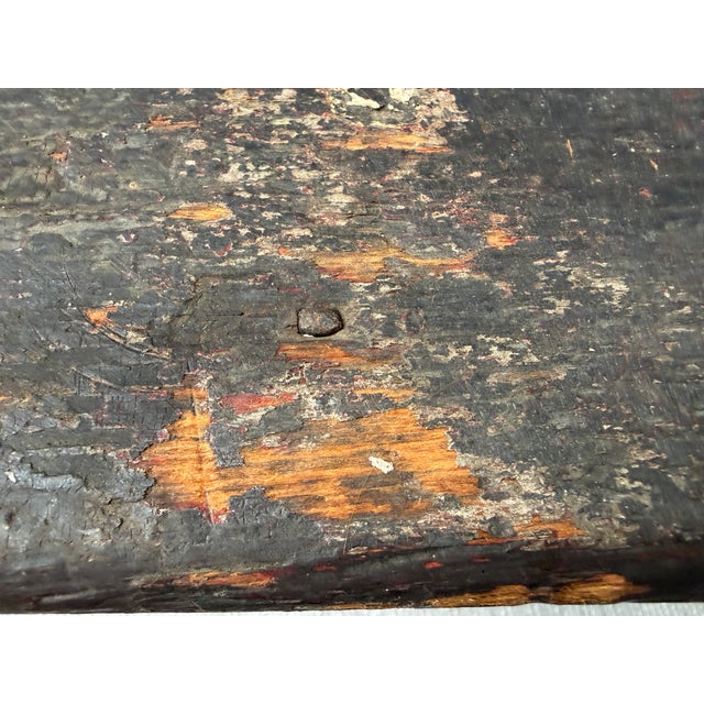 Distressed Antique Wood Stool For Sale - Image 4 of 12