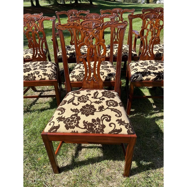 Maitland-Smith Chippendale Style Mahogany Dining Chairs, Massachusetts- Set of 8 For Sale - Image 11 of 12