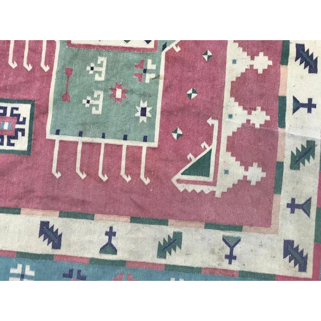 Vintage Indian Durhi Cotton Flat Rug For Sale - Image 4 of 12