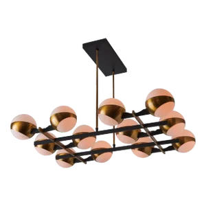 Monumental 1950s 12-Globe Glass & Metal Chandelier for Stilnovo