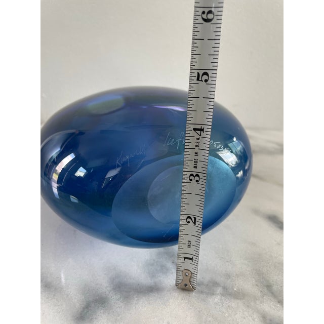 Glass Signed James Kingwell Icefire Art Glass Vase in Blue Green & Purple For Sale - Image 7 of 9