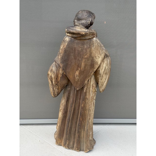 Large 18th Century Baroque Religious Carved Wooden Monk For Sale - Image 4 of 15