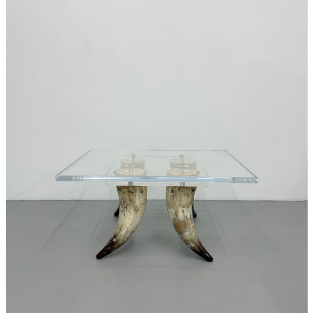 Vintage Lucite & Horn Coffee Table After Karl Springer For Sale In West Palm - Image 6 of 7