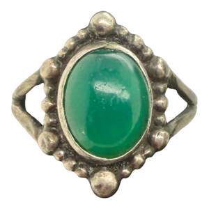 1910s Georg Jensen Denmark Silver & Chrysoprase Ring Early Mark, Size 6.75
