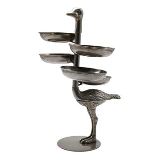 Pewter Ostrich with Serving Trays, Italy, 1960s For Sale