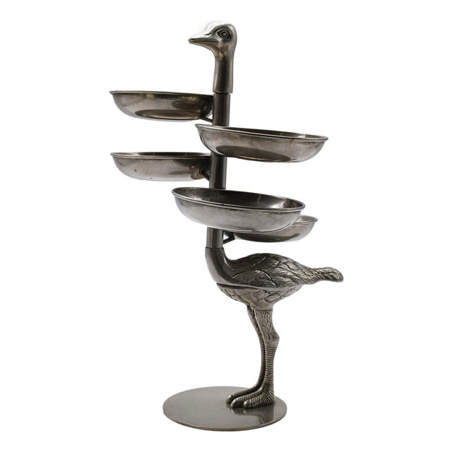 Pewter Ostrich with Serving Trays, Italy, 1960s For Sale