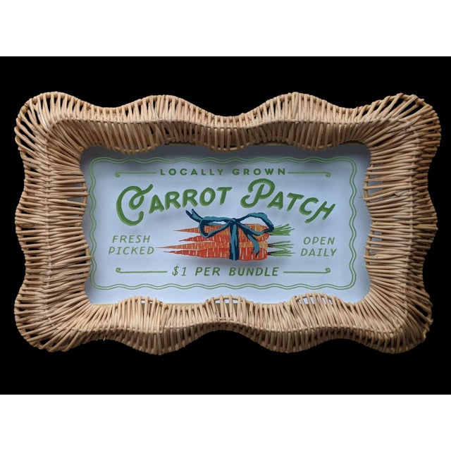Farmhouse Spring Rattan Wicker Carrot Patch Wall Sign For Sale - Image 3 of 8