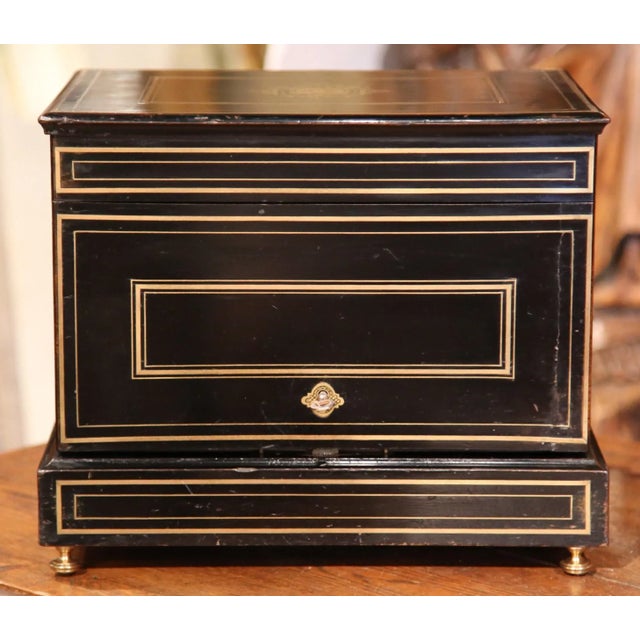 Mid 19th Century 19th Century French Napoleon III Mahogany and Bronze Inlay Liquor Box For Sale - Image 5 of 7