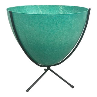 Rare 1950's Kimball Fiberglass Bullet Planter in Turquoise For Sale