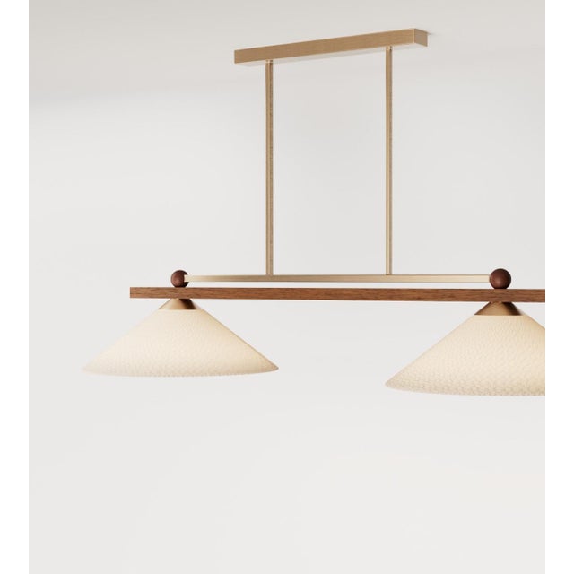 Contemporary Nikho I Pendant Lamp in Wood with Brass and Fabric by Marine Breynaert For Sale - Image 3 of 6