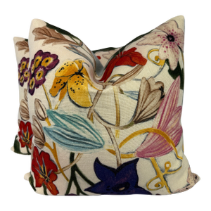 Dedar “About Flowers” in Marquises 22” Pillows-a Pair