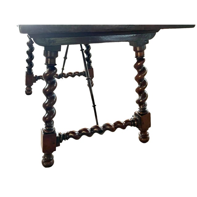 18th Century Italian Walnut Capretta Table With Barley Twist Legs For Sale - Image 6 of 11