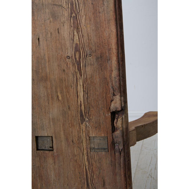 Long Swedish Primitive Rustic Bench, Early 1800s For Sale - Image 6 of 8