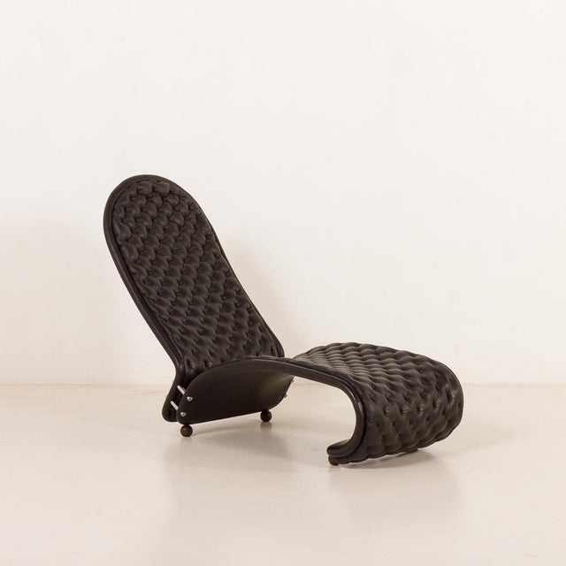 Black Black Leather Chaise Longue by Verner Panton for Fritz Hansen, 1970s For Sale - Image 8 of 18
