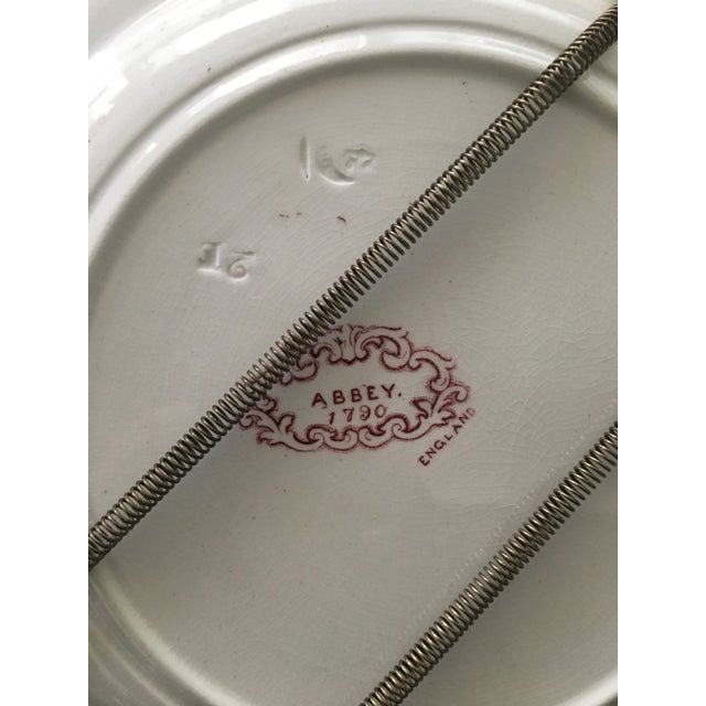 Late 19th Century Pink, Crimson and Ivory Staffordshire Transferware Abbey 1790 Plate For Sale - Image 5 of 6