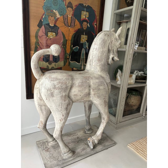 Late 20th Century Monumental Carved Wooden Horse on Plinth For Sale - Image 4 of 12